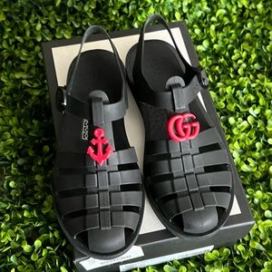 New Gucci Rubber Black Sandals